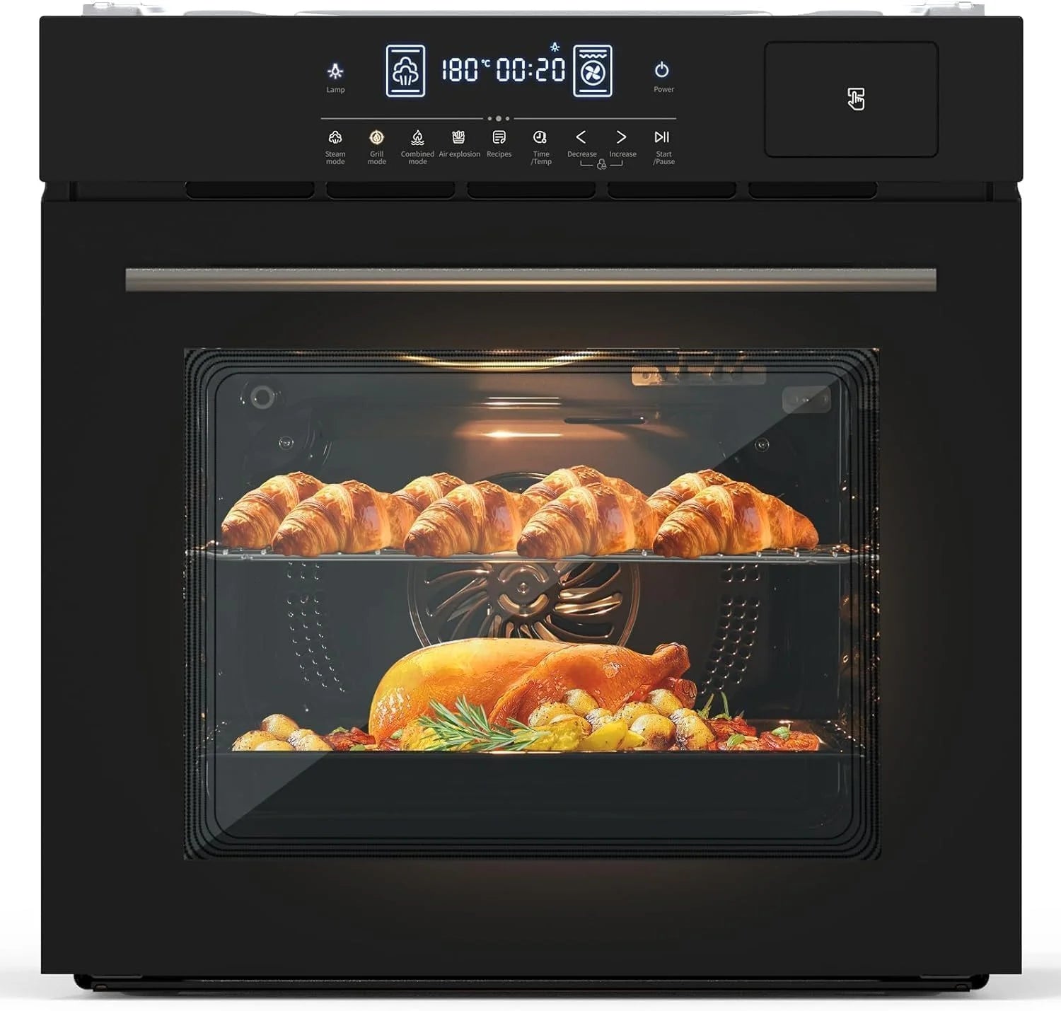 24" Built-In Electric Wall Oven with Air Fryer, 2.5 Cu.Ft Capacity, 8 Baking Modes & Steam Cooking