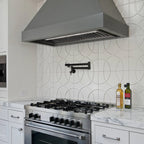 Akicon 48 Inch Range Hood Insert, Stainless Steel 8" Ducted Insert/Built-in Kitchen Vent Hood with 1200 CFM Suction, Dimmable LED Lights and Dishwasher Safe Filters, 4 Speed-Cool White