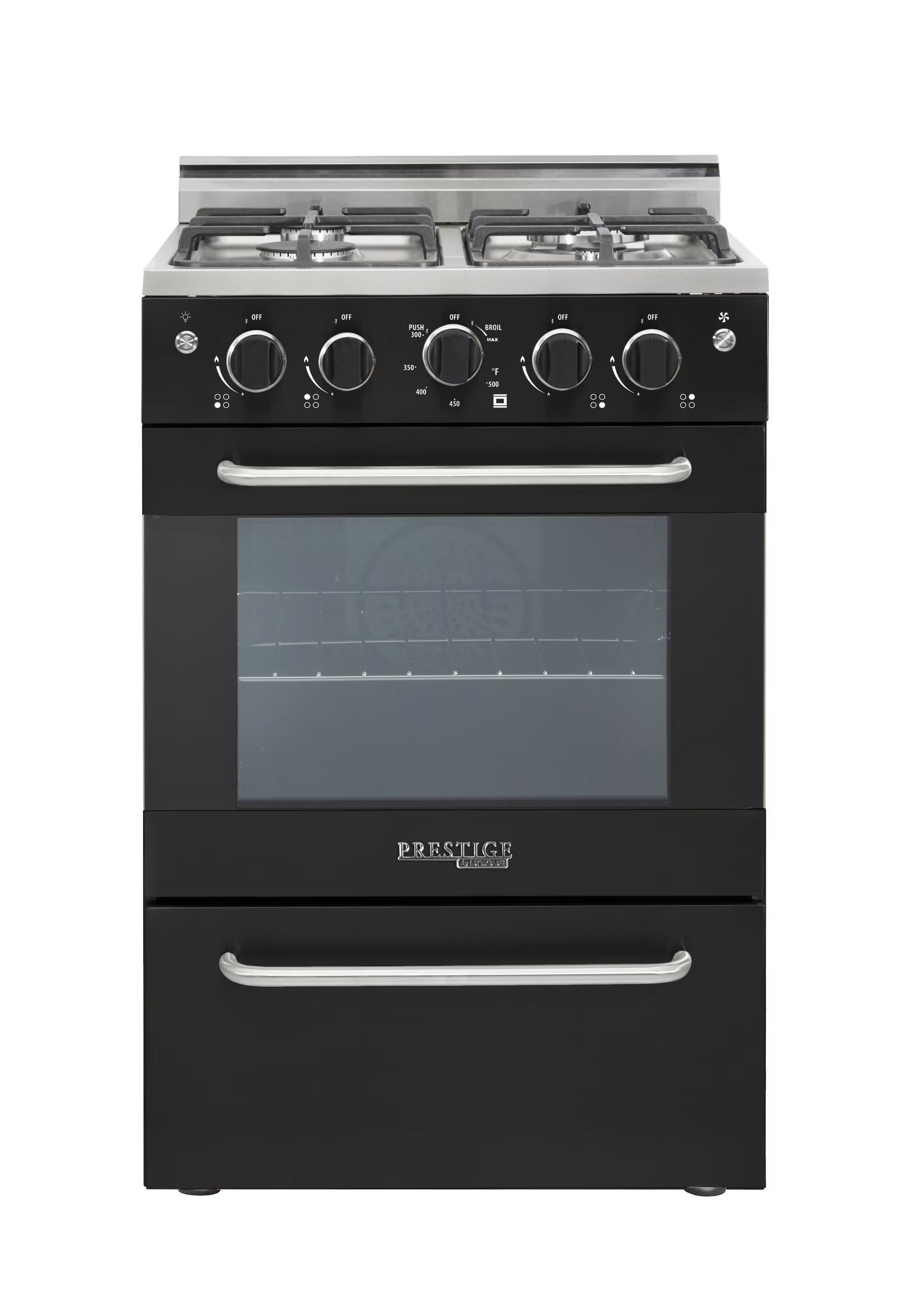 Unique Prestige 24�?2.3 cu ft Double Oven Gas Range in White