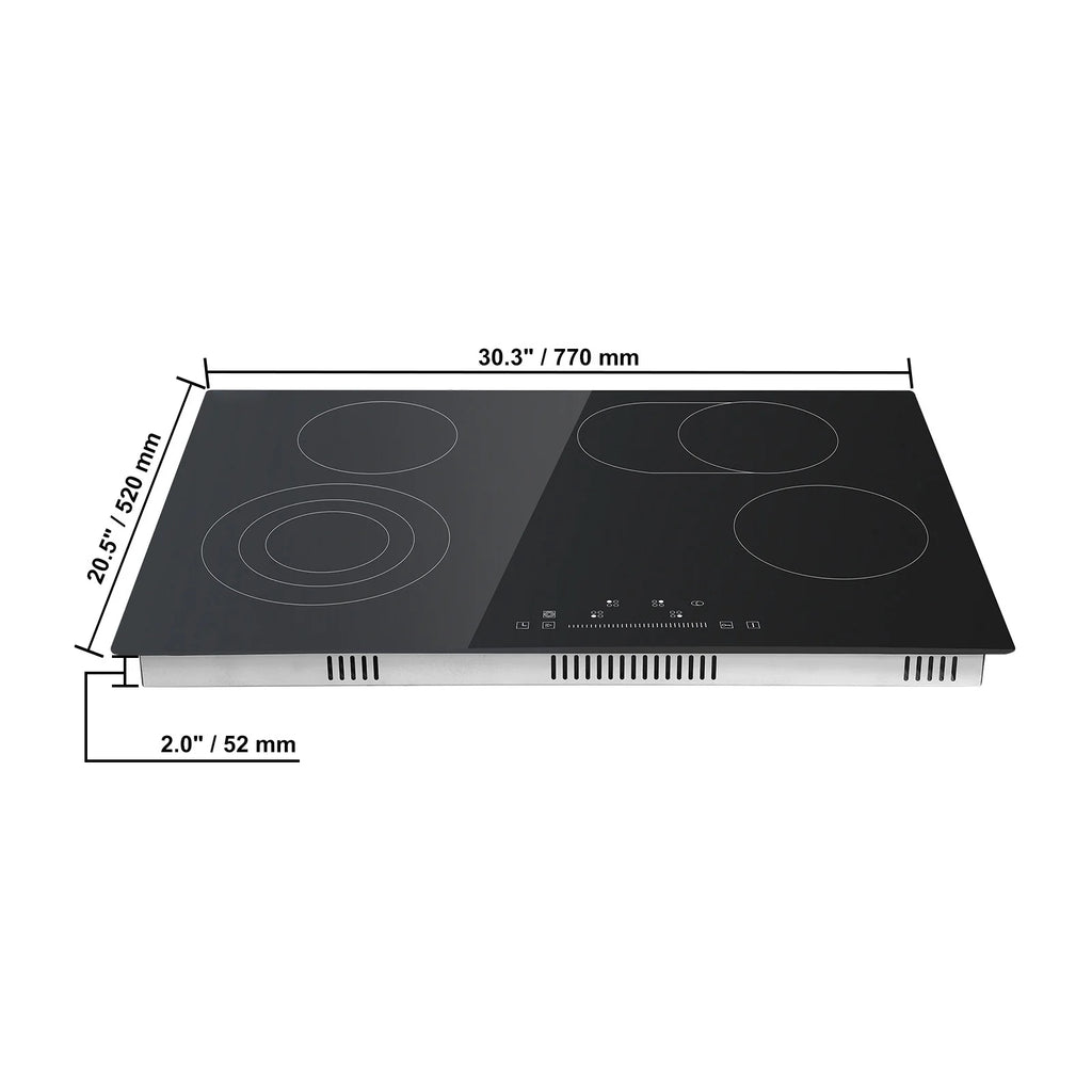 BENTISM Built-in Electric Cooktop Radiant Ceramic Cooktop 4 Burners 30.3x20.5 inch