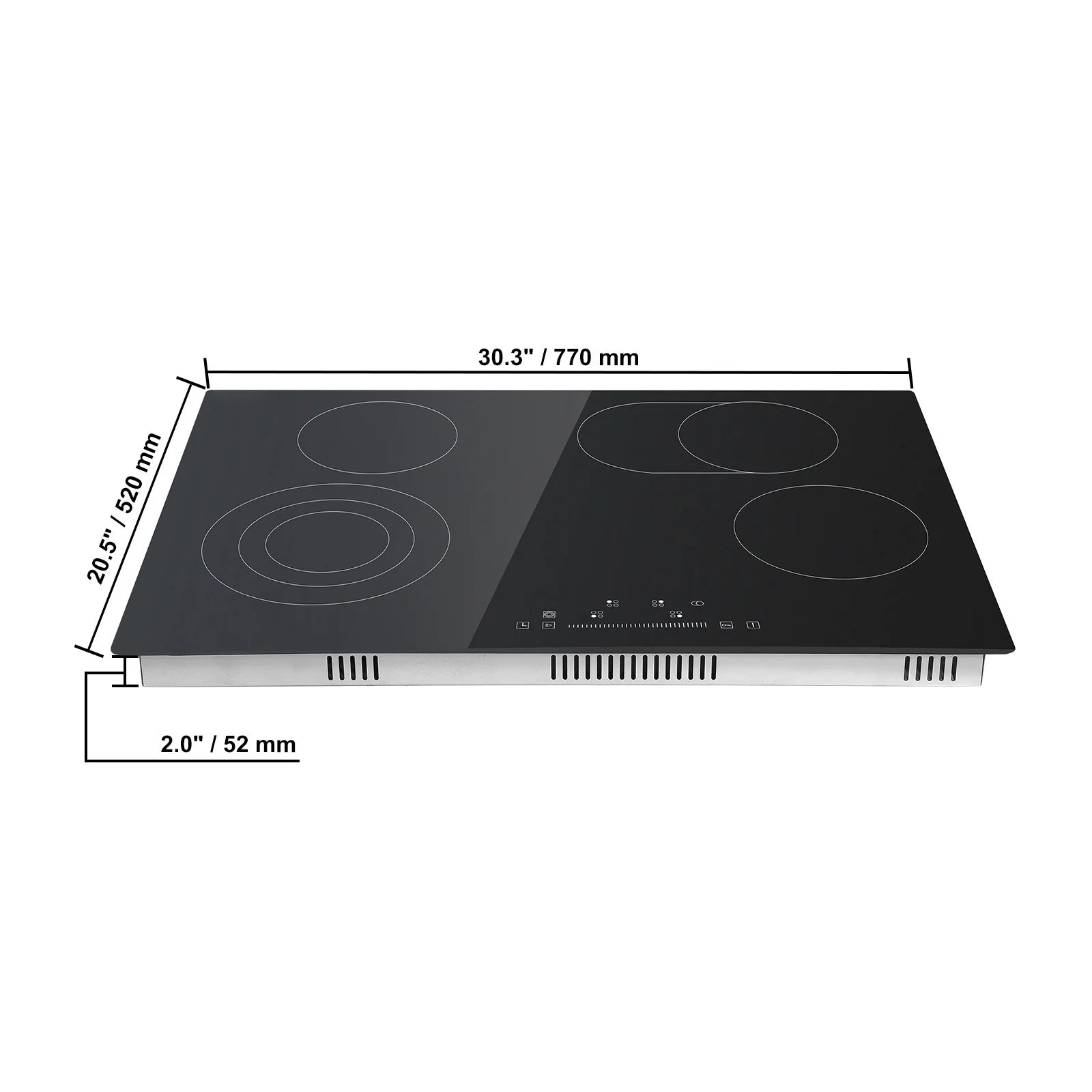 KFFKFF Ceramic Cooktop, 30" 4 Burners Induction Stovetop, 240V 7200W with Touch Control, Timer & Child Lock, 9 Temperature Levels for Diverse Culinary Tasks