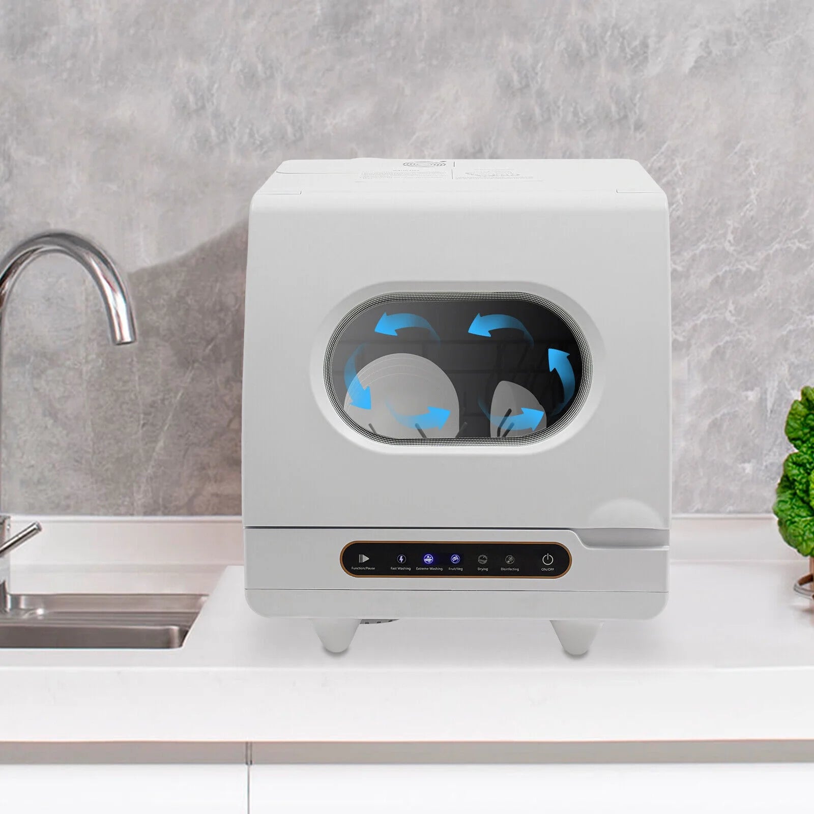 Portable Countertop Dishwasher 5 Washing Programs with Water Tank Leak-Proof Dry