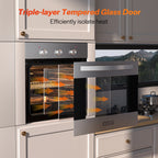 Empava 24 inch 10 Cooking Functions with Rotisserie Electric LED Display Touch Control Built-in Convection Single Wall Oven