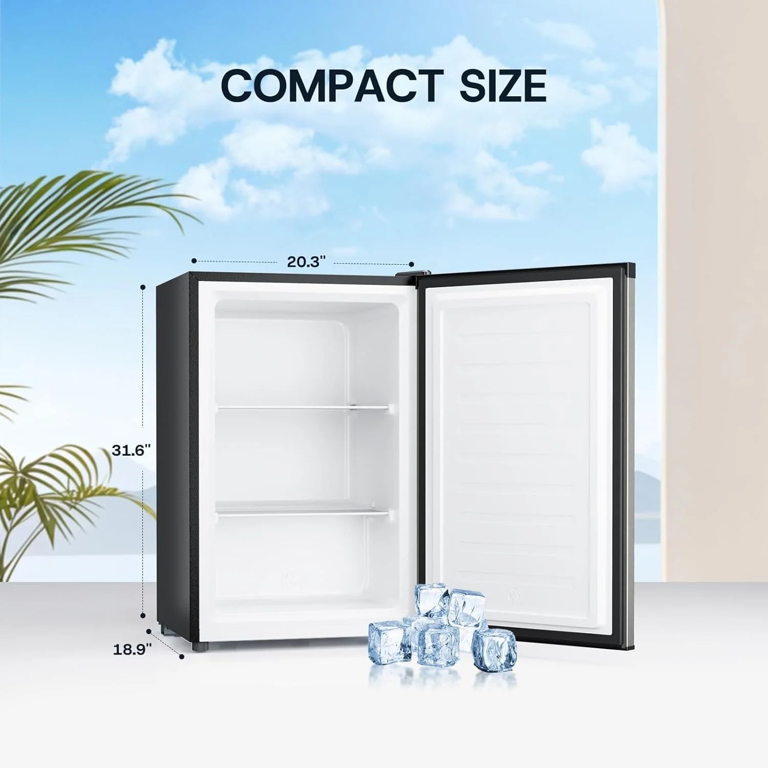 Upstreman 3.0 Cu.ft Compact Upright Freezer, Freestanding Mini Freezer Stainless Steel Single Door Stand Up Freezer with Reversible Door, UP30 White