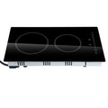 KFFKFF 2 Burner Electric Cooktop, 220-240V 1800W 20 Inch Built-in Electric Stove Ceramic Cooktop with Touch Screen, 9 Levels Settings, Overheat Protection with US Plug