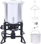Red Mountain Valley Outdoor Propane Turkey Deep Fryer Set 30&10 Quart Fish Fryer with Basket, 50,000 BTU Burner, Large Seafood Boiler Kit, Outdoor Cooking for Frying, Boiling