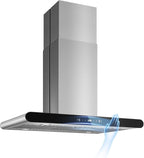 Island Range Hood 30 Inch 700 CFM kitchen Hood with Dual-Sided Touch Gesture Remote Control Ceiling Mount Convertible Ducted/Ductless 3-Speed Fan 3 Stainless Steel Baffle Filters