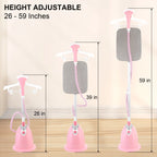 BEAMNOVA Standing Garment Steamer for Clothes, Professional for Home and Business Use Full-Size Clothing Steamer with Hanger & Ironing Board, Pink