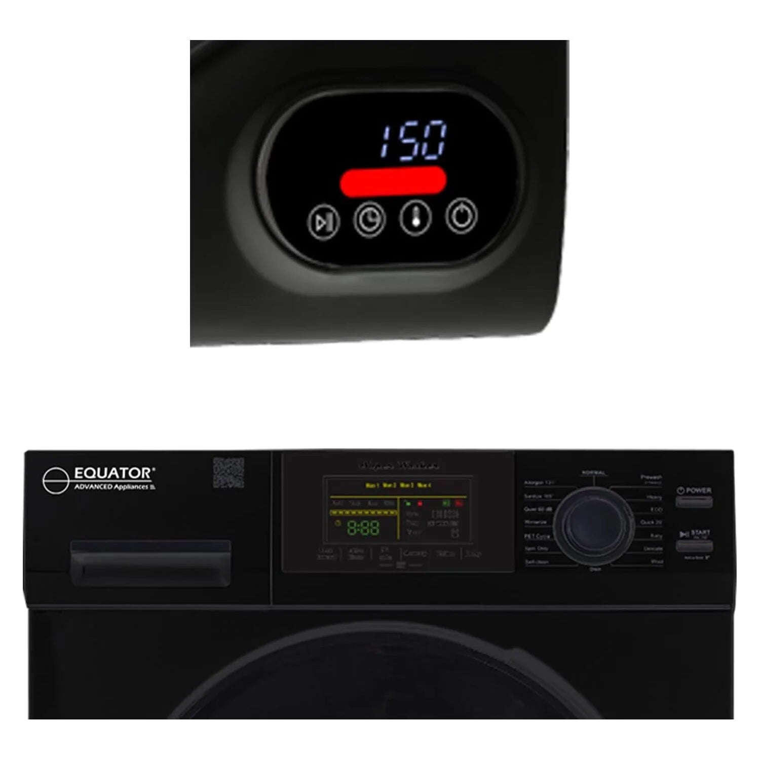 Equator Advanced Appliances Stainless Steel Washer/Compact Short Dryer in Black