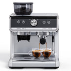 Espresso Coffee Machine with Grinder, 20 Bar Semi-Automatic Espresso Maker with Milk Frother Steamer Wand for Cappuccino, Latte, Macchiato, 2.8 L Water Tank, PID Temperature Control