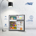 Arctic King 3.2 Cu ft Two Door Mini Fridge with Freezer, Stainless Steel, E-Star