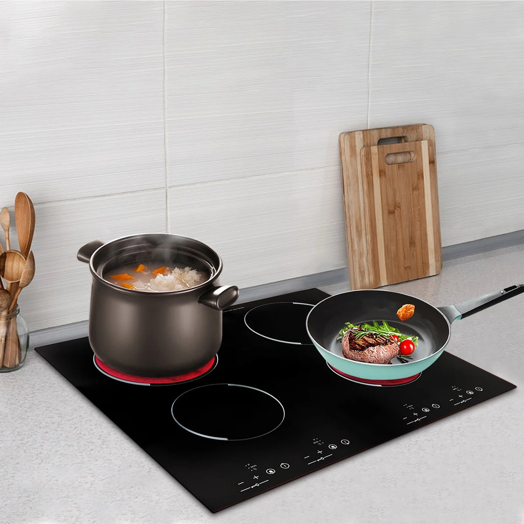 Built-in Cooktop 3000W, Electric Stove Top with 4 Electric Burners, 9 Heating Level, Kid Safety Lock, Sensor Touch Control, 110V Electric Cooktop