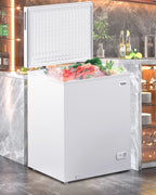 TABU 3.5 Cu ft Chest Freezer,Deep Freezer with Top Open Door and Removable Storage Basket, (Black)