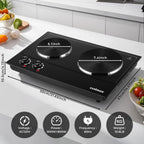 CUSIMAX 1800W Portable Double Burner Hot Plate �?Stainless Steel Countertop Electric Cooktop with Dual Cast Iron Heating Plates, Easy-to-Clean Silver Design, Upgraded Version