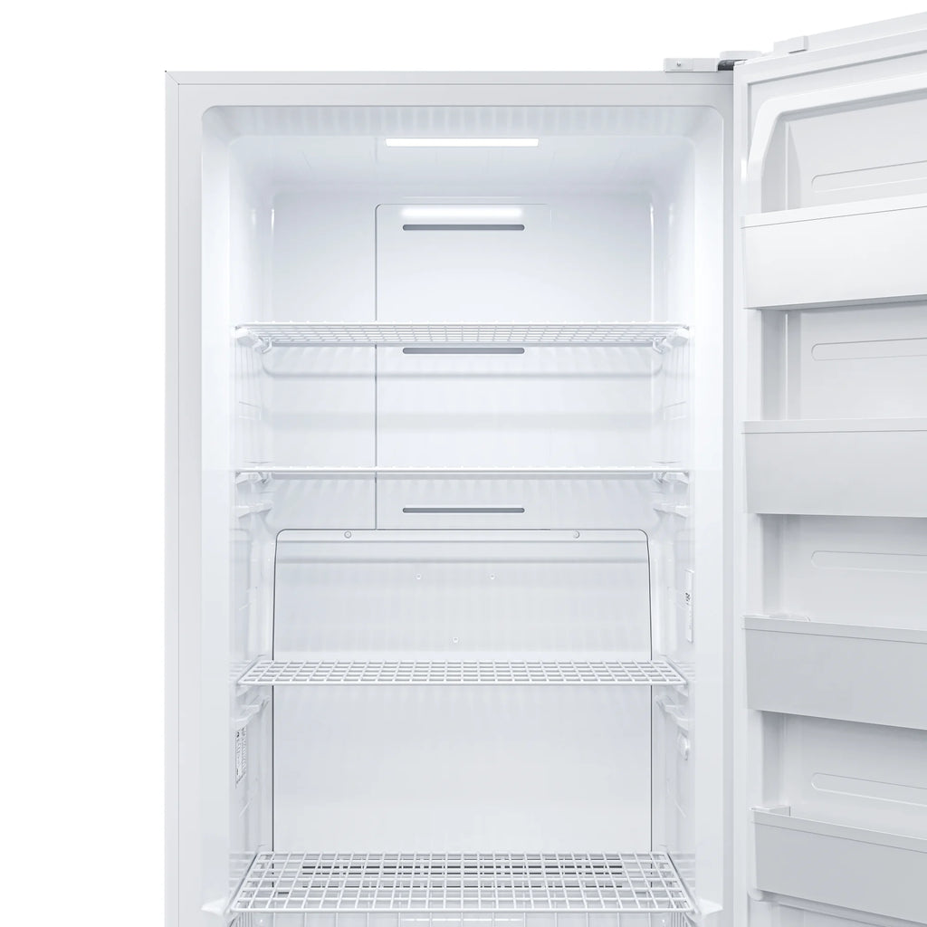 Upright Freezer/Refrigerator Convertible, 2-in-1 Appliance, Home, Dorm, and Garage Ready Fridge/Freezer Storage for Fresh or Frozen Food and Drinks, Wire Shelves and Drawer White (RUF-17C)