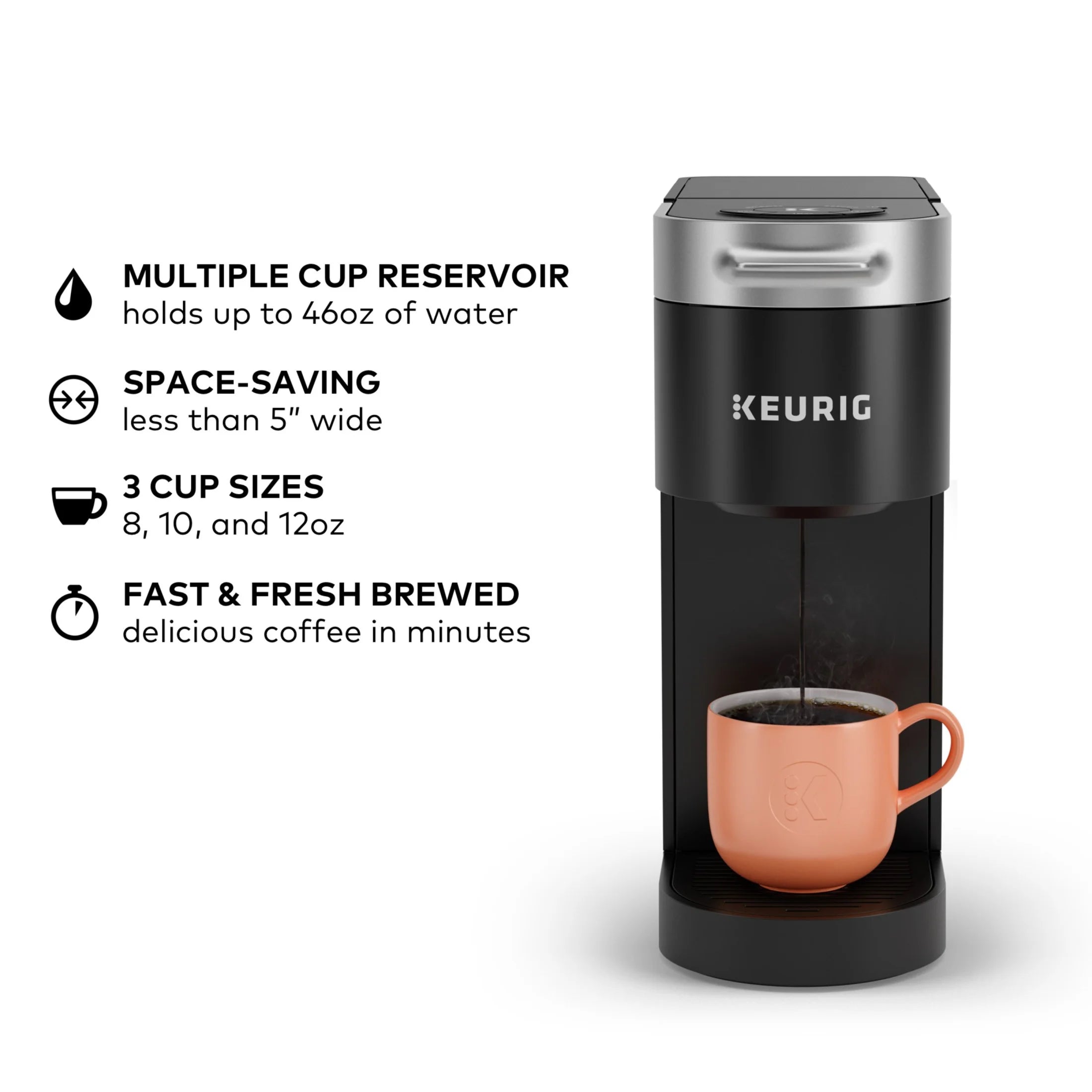 Keurig K-Slim Black Single-Serve K-Cup Pod Coffee Maker