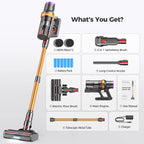 ORFELD Cordless Vacuum Cleaner with 2600mAh Detachable Battery, 45Kpa Powerful Stick Vacuum for Hard Floor Carpet Pet Gold, SV30
