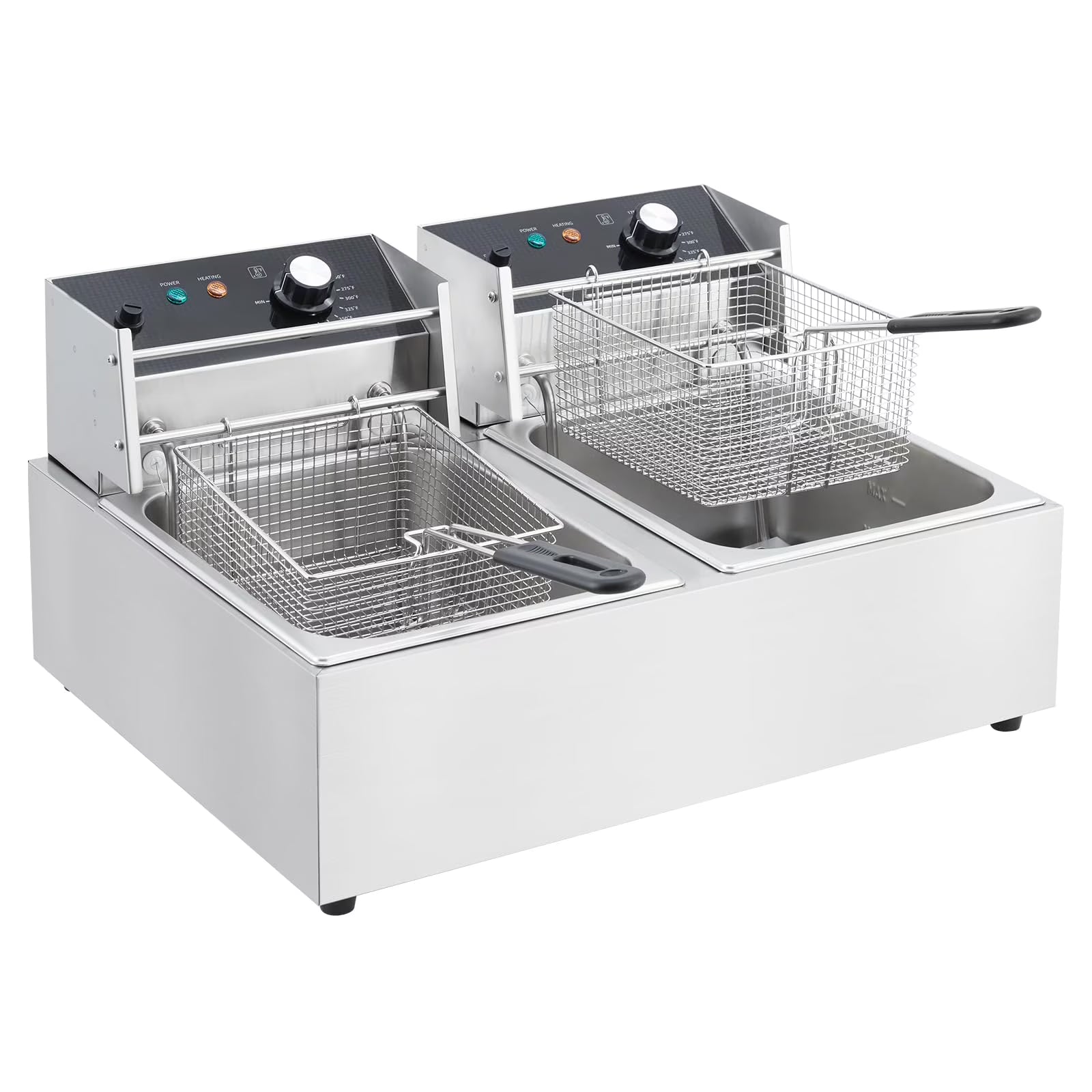 Electric Deep Fryer,Tank Stainless Steel Deep Fryer, Temperature Control, Countertop Fryer for Home Kitchen and Restaurant, 110V