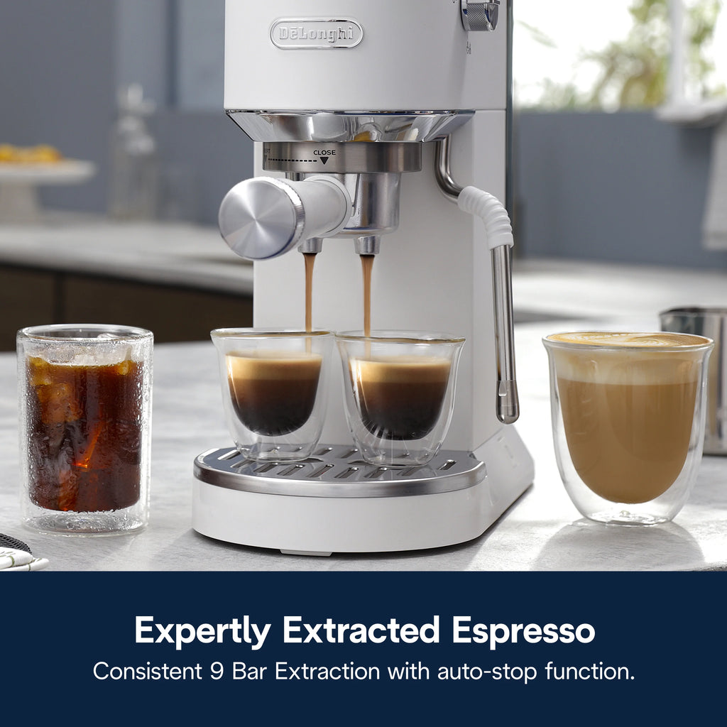 De'Longhi Dedica Duo Espresso Machine, Compact Size with Built in Frother for Latte Art, Brew Espresso, Cold Brew, Lattes & More, Stainless Steel