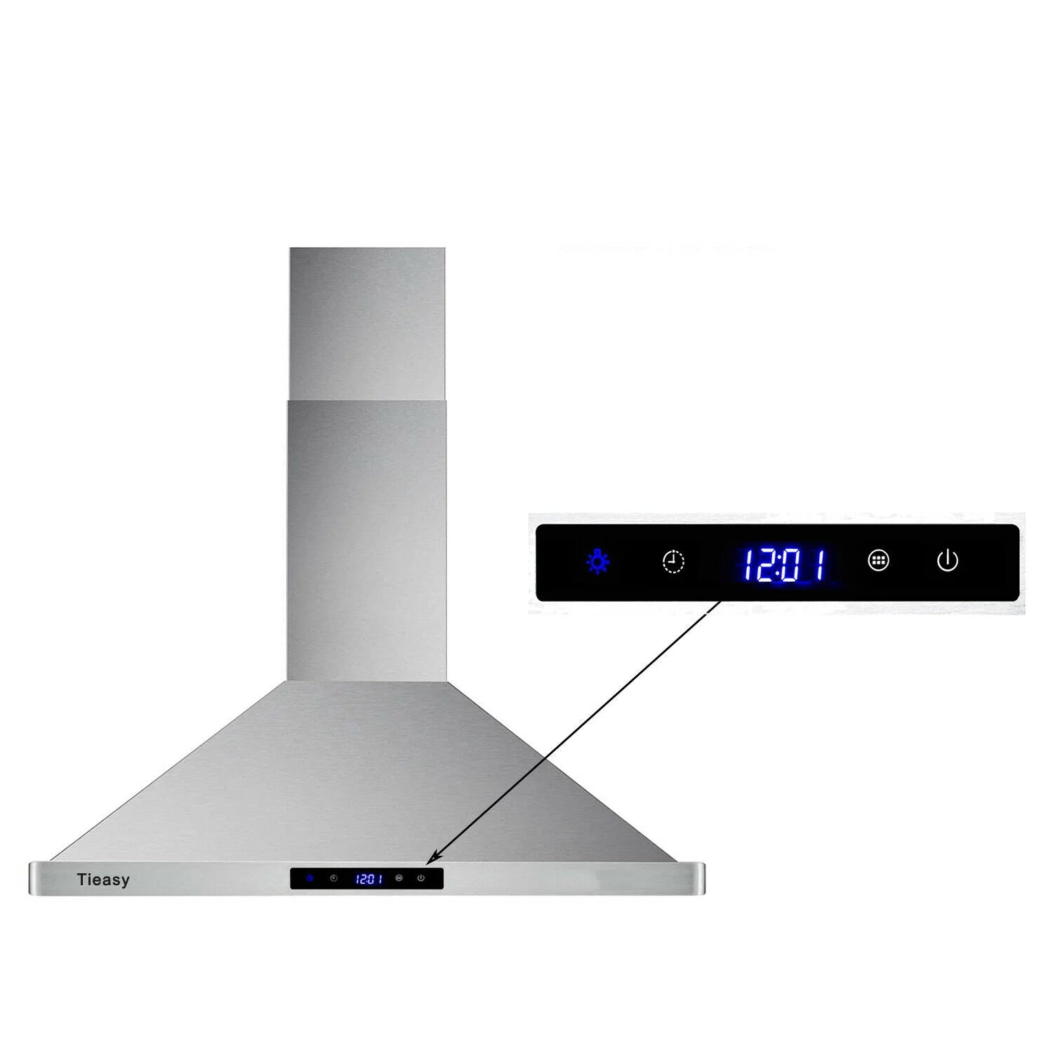 30 inch 760 CFM Wall Mount Range Hood Stainless Steel Stove Cook Vent LED Lights