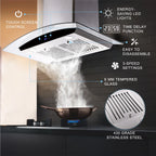 Joeaonz 30-Inch Wall Mount Range Hood with 3-Speed Ventilation and Dishwasher-Safe Filters, 700 CFM, 120V