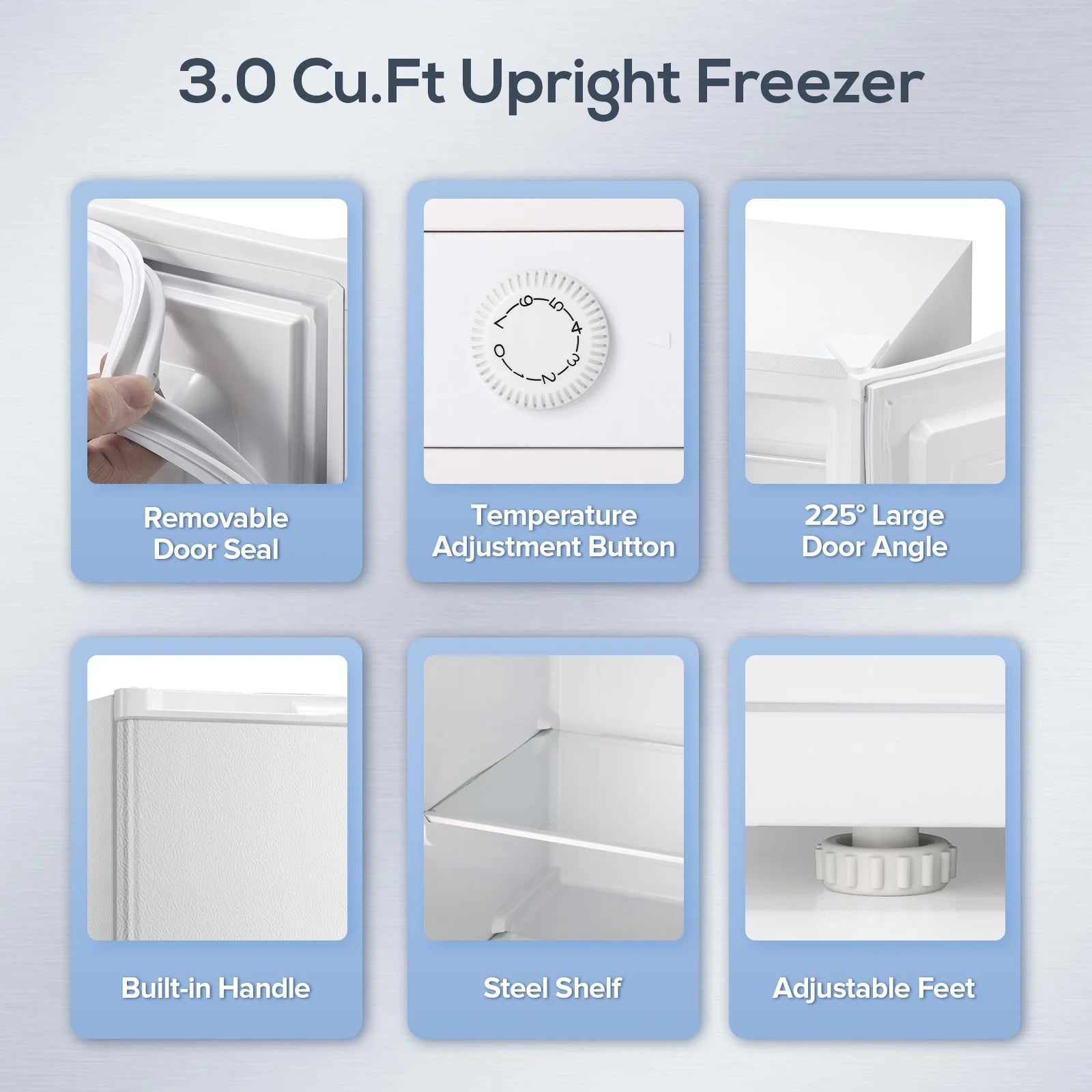 Auseo 3 Cu.ft Single Door Freezer, Compact Mini Freezer with Reversible Door for Kitchen, Apartment, Basement, Dorm, Black