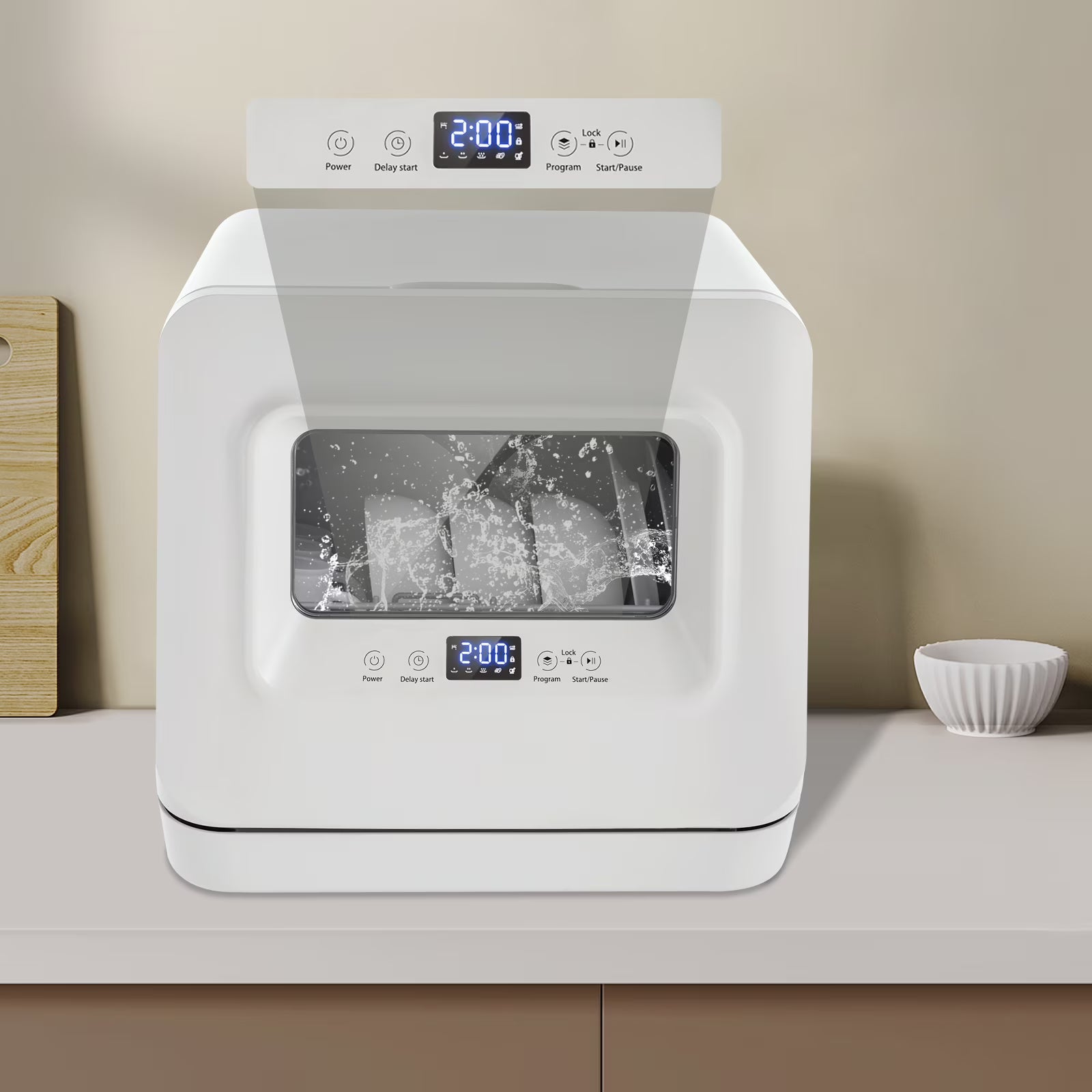 Countertop Dishwasher 3-in-1 Function Portable Dishwasher with 785w Power and 5.8-145psi Water Pressure Dishwasher with He Child Lock Design for Apartments Snack Bars Dorms17.32*16.25*16.69in