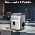 Auseo Nugget Ice Maker Countertop, Pebble Ice Maker Machine with 35lbs/24H Soft Ice, Self-Cleaning,  for Home/Kitchen/Office (Black)