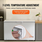 Choco Moon Large Capacity 14.5 Cu.ft Chest Freezer, 345L Storage, 4 Slide-Out Baskets, Lockable Lid, 8 Temp Control Levels, Energy-Efficient LED Lights, 6 Swivel Casters for Easy Mobility