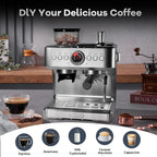 Danolapsi Espresso Coffee Machine,Espresso Machines with Grinder,20 Bar Professional Coffee Maker with Milk Frother Steam Wand,2.8L Water Tank,15 Grinding Setting Espresso Cappuccino/Latte Maker
