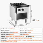 KFFKFF Gas Range for Commercial Kitchens, Dual Fuel Support with Propane & Natural Gas, Stainless Steel Countertop Burner, 90,000 BTU, Includes Storage Cabinet, Ideal for Restaurants