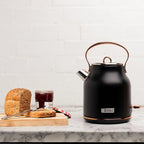 Heritage 1.7L Stainless Steel Electric Water Tea Kettle, Black & Copper