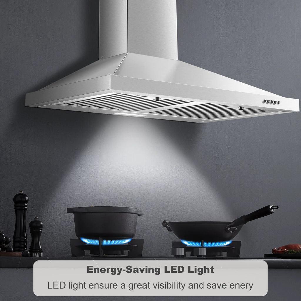 Range Hood 30 inch 450 CFM Wall Mount Range Hood with Baffle Filters 3 Speed Fan Vent Hood
