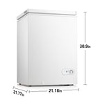 Moifoi 3.5 Cu.ft Chest Freezer w/ Removable Storage Basket & Top Open Door, Energy Saving, White