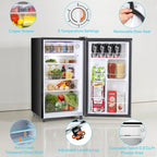 Sybels 3.2 Cu.Ft Mini Fridge with Freezer, Compact Single Door, Adjustable Thermostat & Low Noise, Perfect for Bedroom, Dorm, Office, Black