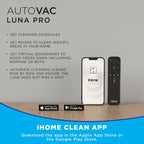 iHome AutoVac Luna Pro New 3-in-1 Robot Vacuum and Vibrating Mop with Auto Empty Base, Self-Emptying, Smart Mapping, Wi-Fi Connected, LIDAR Navigation, Mop Combo, Pet Hair, Hard Floor, Carpet
