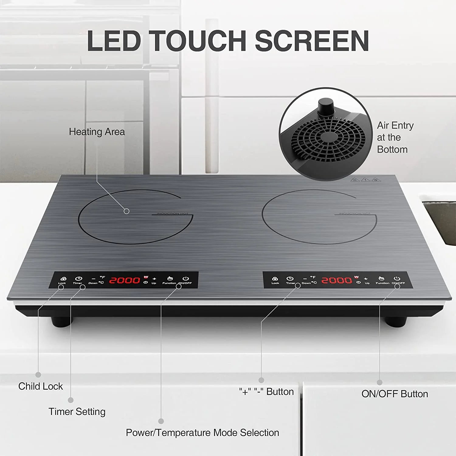 VBGK 12�?Electric Cooktop in Black with 2 Burners