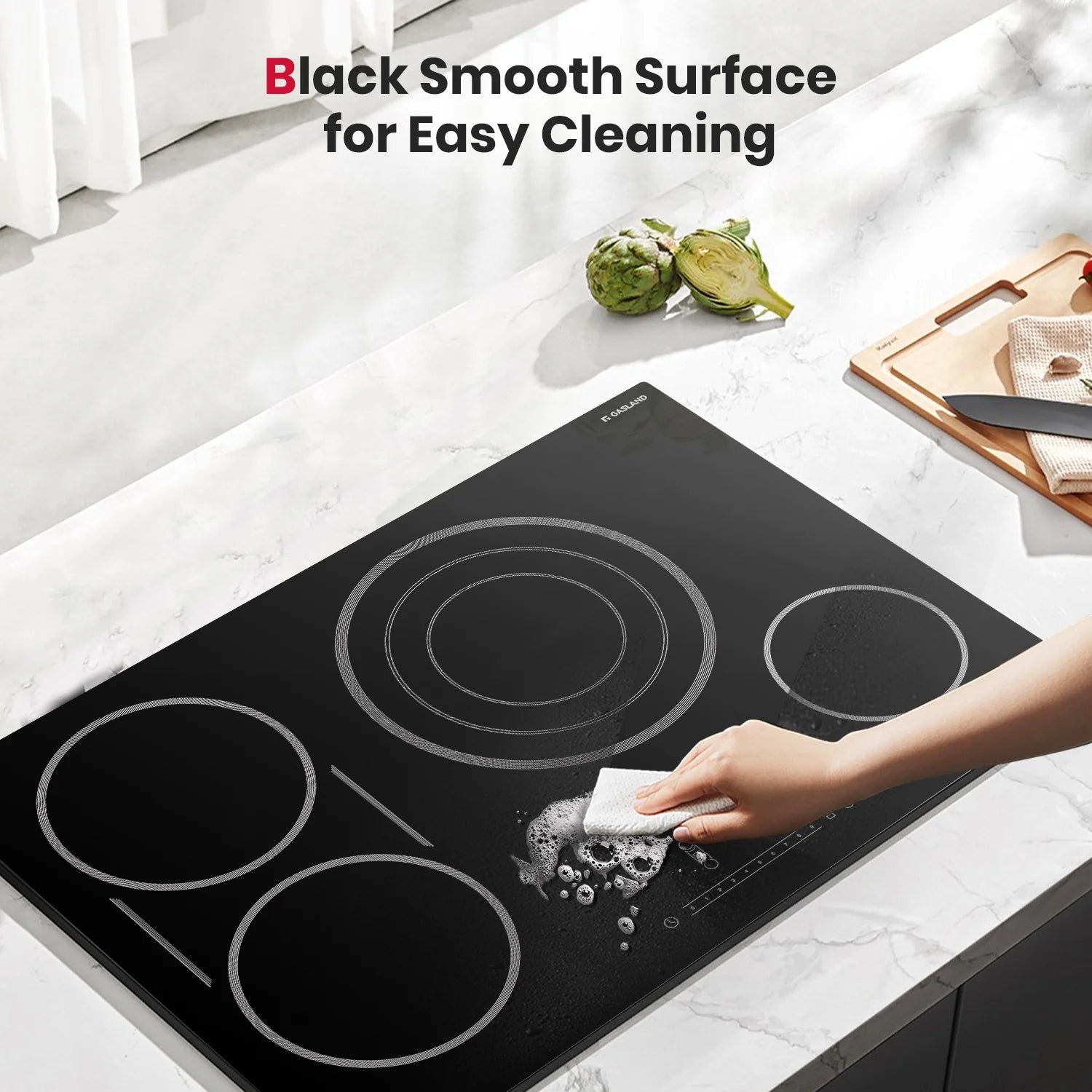 Gasland Chef 30 in. 4 Elements Radiant Electric Cooktop in Black with Tri-Ring Element and Bridge Element