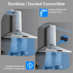 New 30 Inch Stainless Wall-Mounted Kitchen Range Hood 3-Speed Fan Exhaust Vent Gesture/Touch 120V