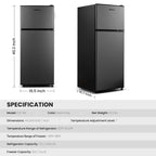 MaxKare 3.6 cu.ft Mini Fridge with Freezer, Perfect for Dorm, Small Spaces, Large Capacity, Energy Efficient- Dark Gray