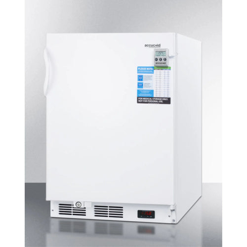 ADA compliant built-in undercounter vaccine all-freezer with digital thermostat, temperature alarm, hospital grade cord, self-closing door, and front lock