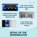 Simzlife 15 in. Single Zone 130-Cans Built-in Beverage Refrigerator Cooler Fridge in Silver Stainless Steel, with Auto LED Lights