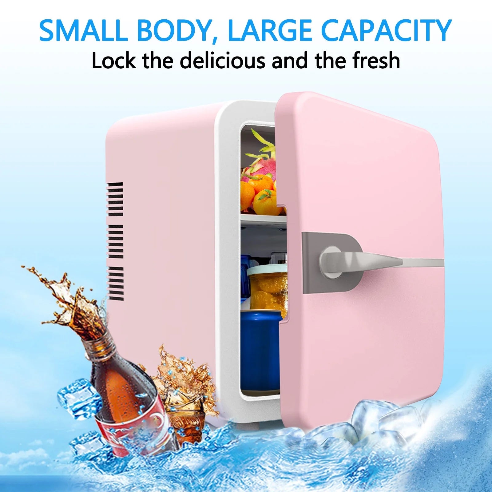 6L Portable Car Refrigerator Mini Fridge, DC 12V/24V Vehicle Cooler for Home and Beauty Products, -4�?to 68�?Temperature Control, Compact Cooler for RV, Boat, Camping, Travel, and Outdoor Use