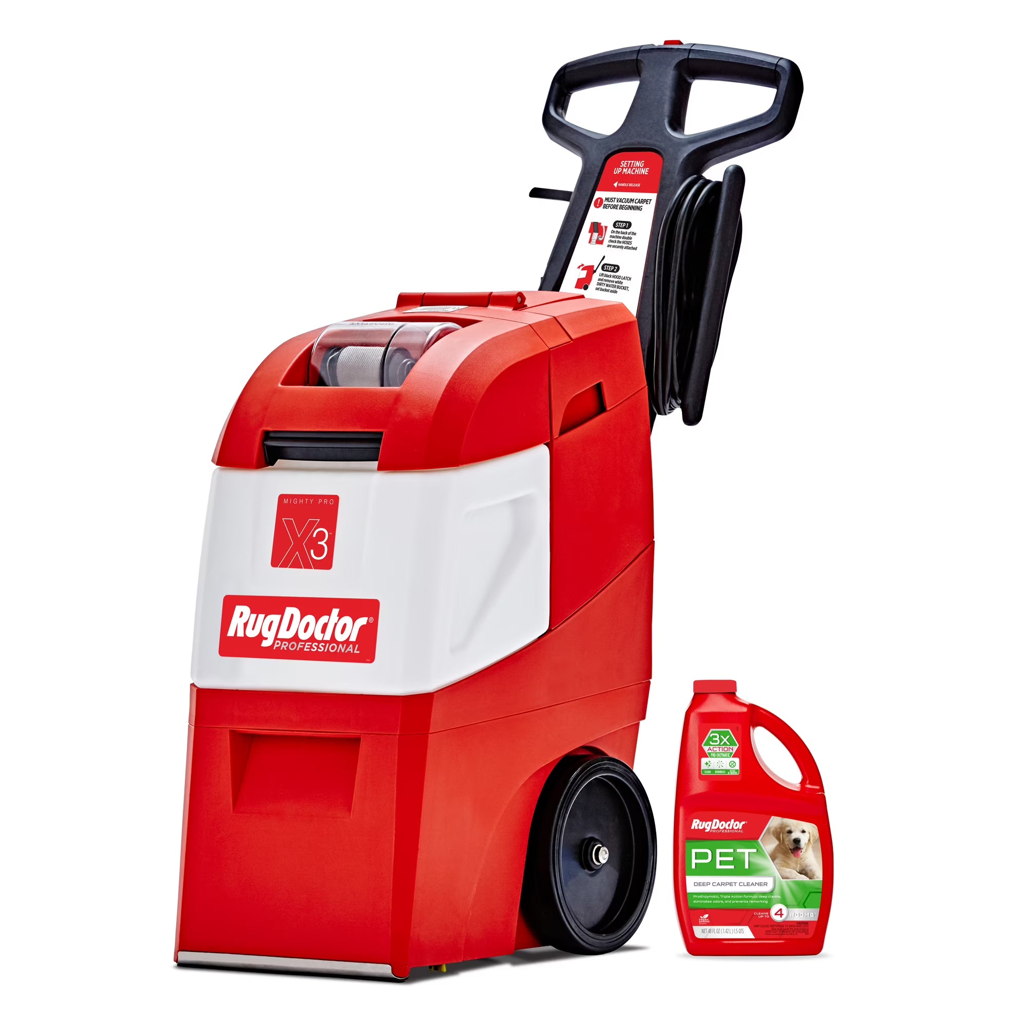 Rug Doctor X3 Commercial Carpet Cleaner - Pro Pet Pack, Includes 48 oz. Pet Cleaner
