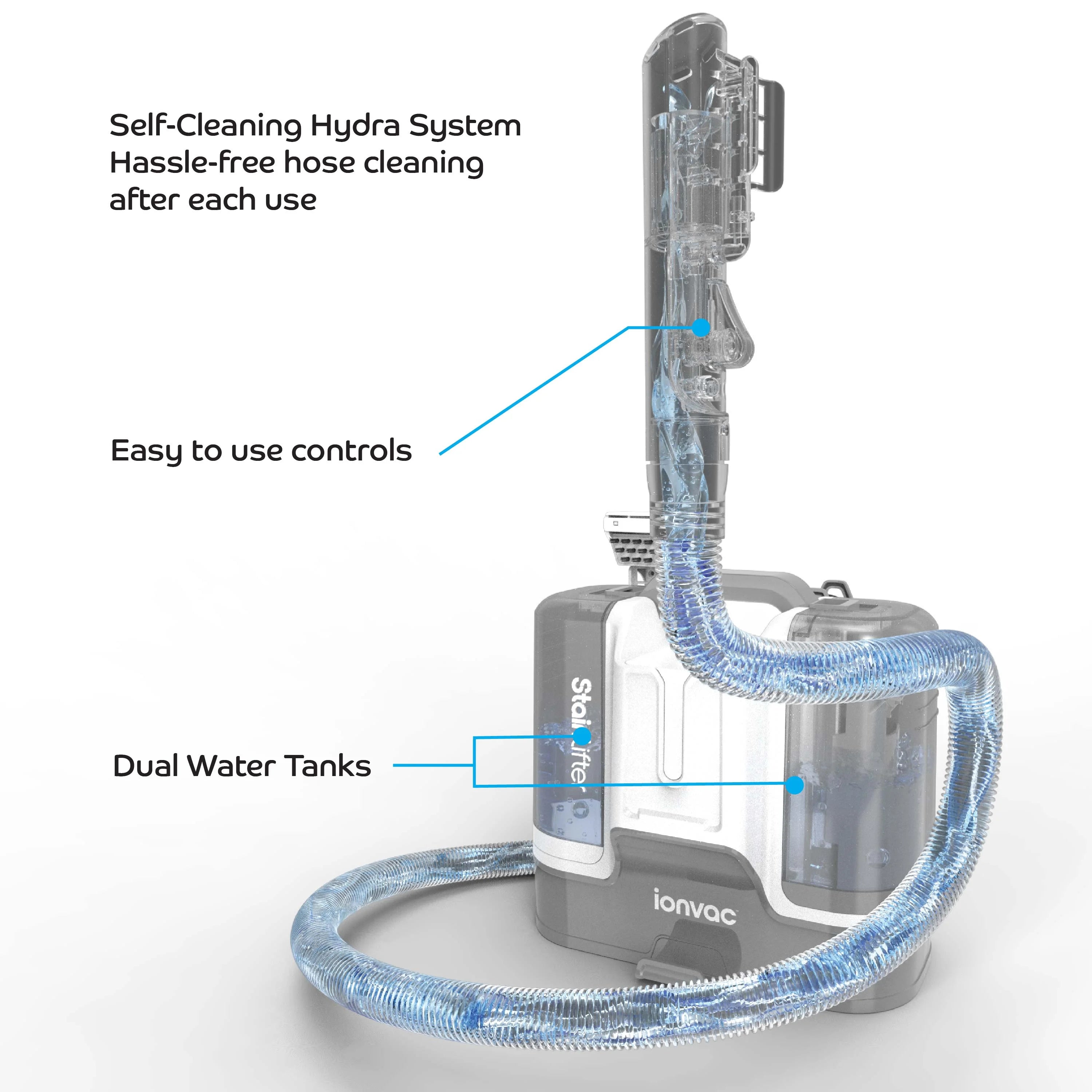Ionvac Stain Lifter 12kPa Suction Portable Carpet and Upholstery Cleaner Vacuum, Gray