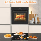 Aoile 24" Built-in Single Wall Convection Oven with 2.5 Cu.Ft. Capacity, 3000W Electric Oven with 11 Cooking Modes, Touch Control