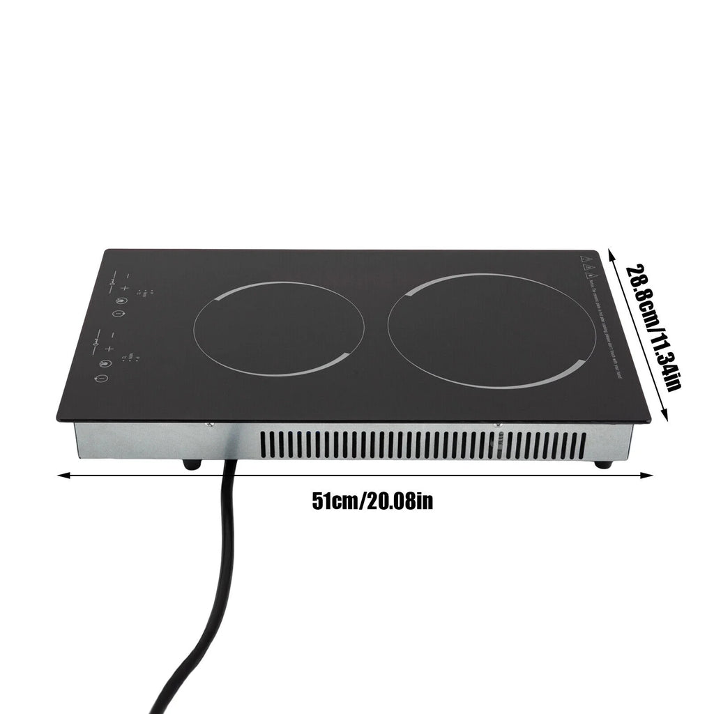 Home Electric 110V Ceramic Stove Cooktop Sensor Touch Control 2 Burners with Plug,Black,20.08x11.34in,Modern Style