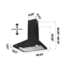 CIARRA Black Range Hood 30 inch Wall Mount Vent Hood Ductless Ducted Convertible CAB206P75