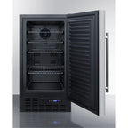 ADA compliant 18" wide frost-free freezer built-in or freestanding use, with SS door, black cabinet, lock, and digital thermostat