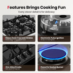 GASLAND GH60EF 24" Built-in Gas Stove Top, Black Ename Gas Cooktop with Griddle, 4 Sealed Burners, ETL